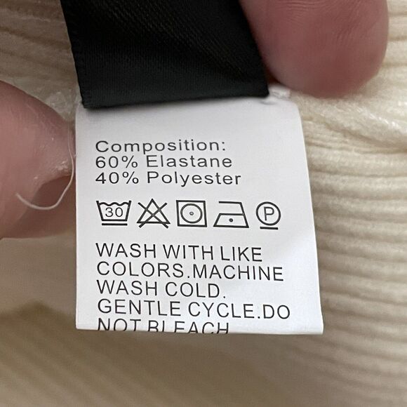 Shein Cream Ribbed Lightweight Turtleneck Long Sleeve Bodycon Sweater Size S - Picture 6 of 6